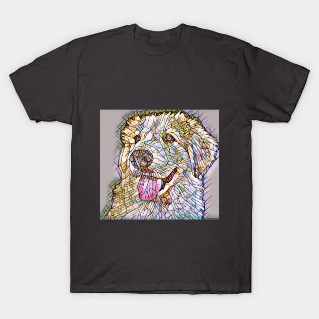 Great Pyrenees on Stained Glass T-Shirt by rford191